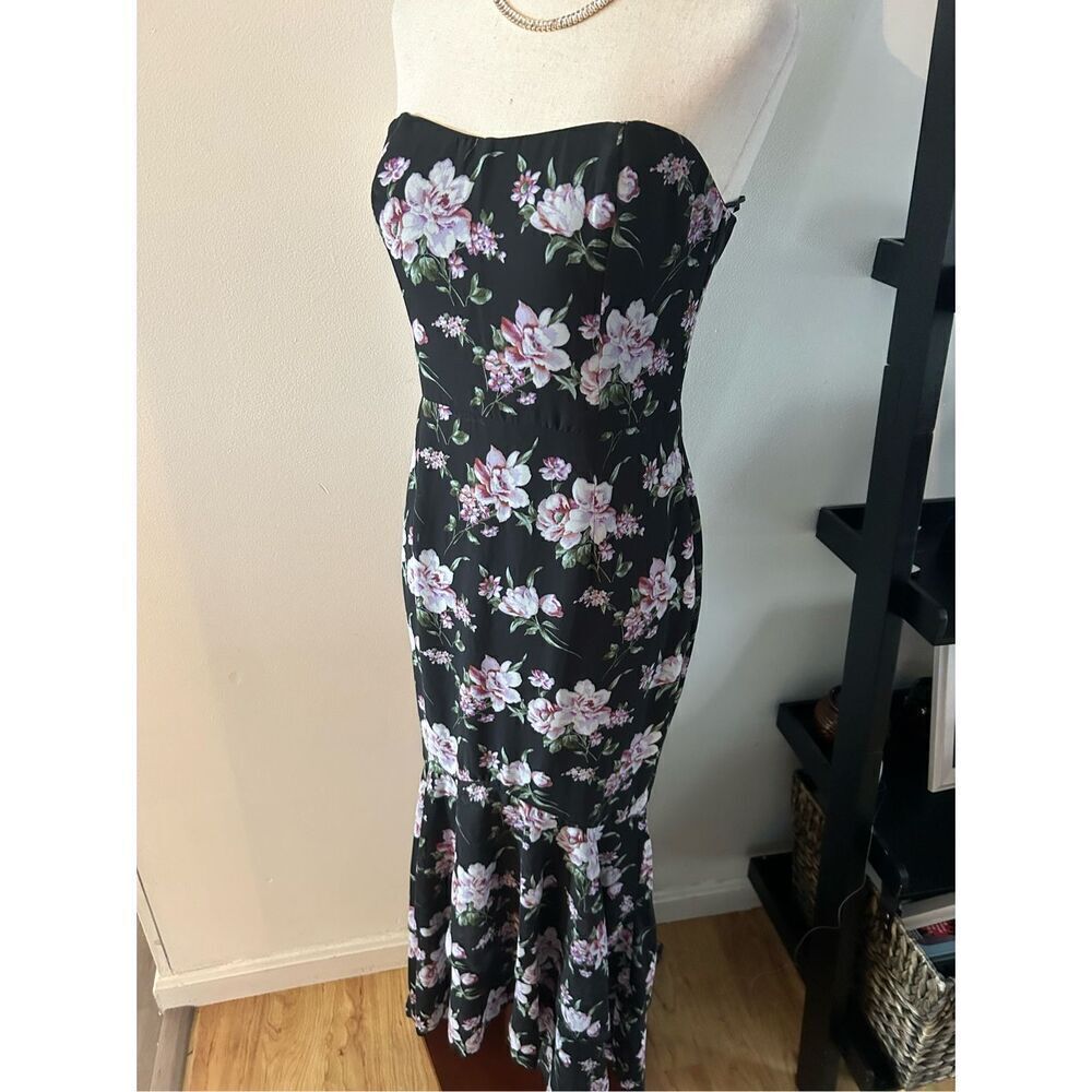 Fashion nova strapless floral dress low to high size medium long maxi dress